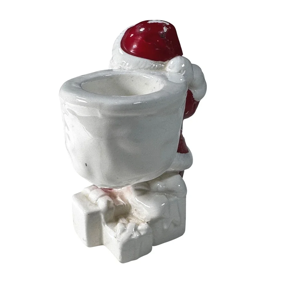 Vintage Ceramic Santa‎ Claus Candle Holder Figurine 